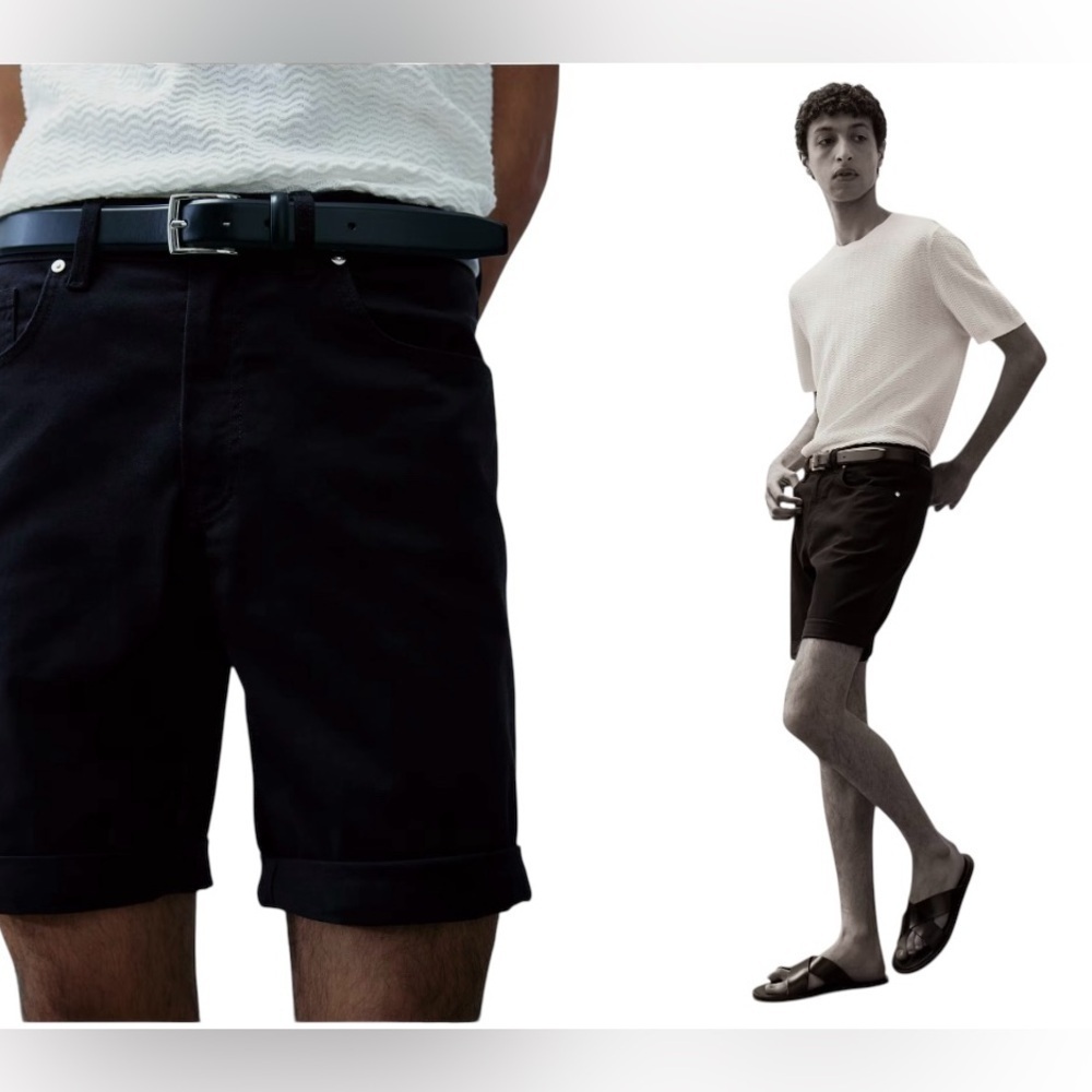NWT, H&M, Men's Slim Fit Cotton Twisted Shorts, Size 31, Dark Gray - Picture 10 of 10
